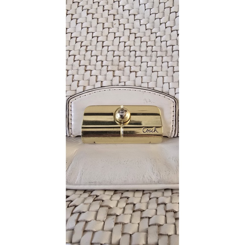 VINTAGE COACH Kristin Woven Leather Crossbody/Satchel Shoulder Bag White - Picture 3 of 11